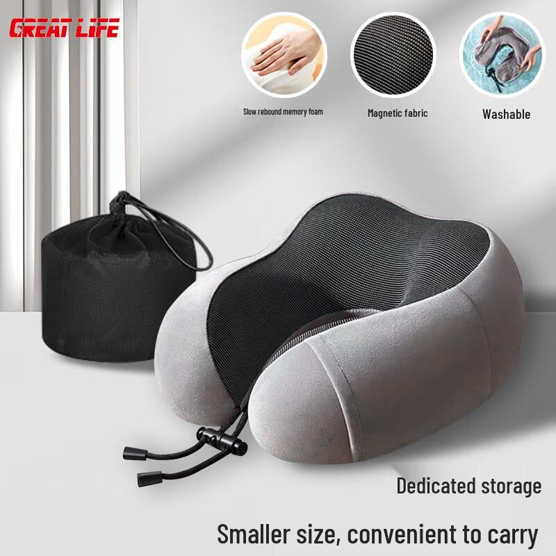 GREAT LIFE Memory Foam U-Shaped Travel Neck Pillow