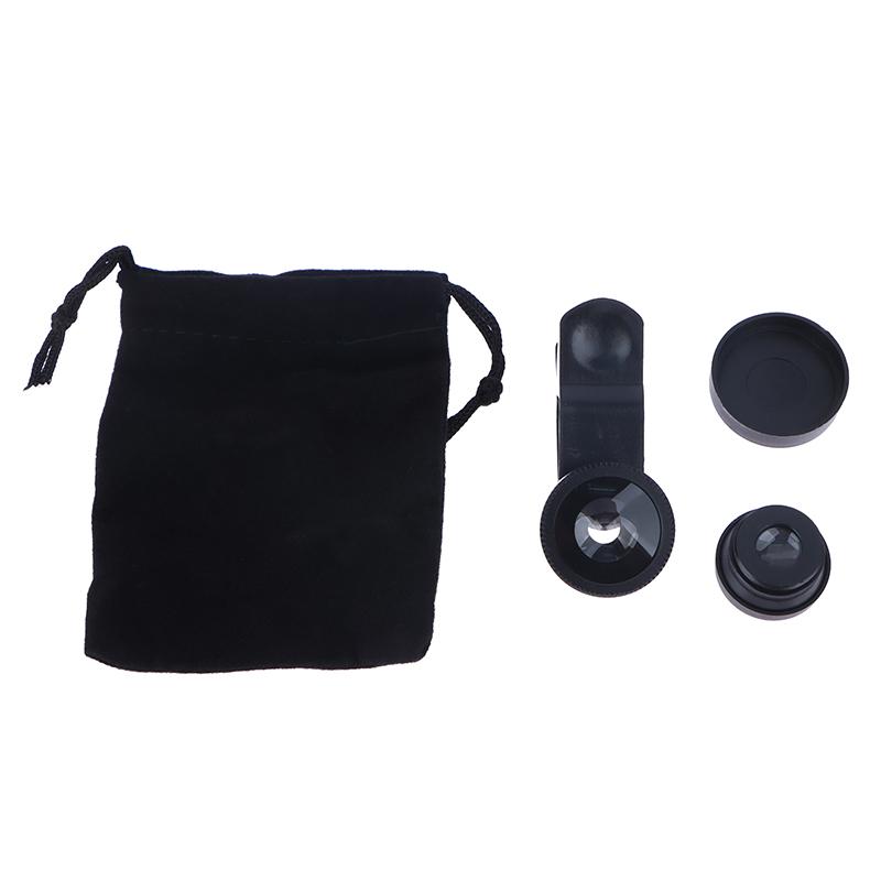 0.65X Geniş Açı Zoom 180 Derece Balık Gözü Makro Lensler Klipsli Lensli Kamera Kitleri Telefonda 3'ü 1 Arada Balık Gözü Telefon Lensi