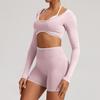Seamless Yoga Set Long Sleeve Fitness Wear With Moisture Wicking For Women Outdoor Running