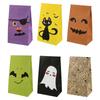 12/24Pcs Halloween Theme Paper Gift Bag For Sweet Spider Cat Favor Oil Proof Food Gift Packaging Shopping Bags Party Decoration