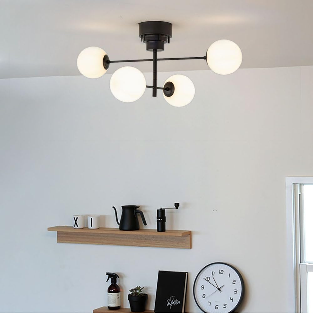 Chende Ceiling Light, Glass, 4-Light, LED Compatible, Pendant Light, Stylish, Scandinavian, Retro, Antique Style, Suitable for Living Room, Dining