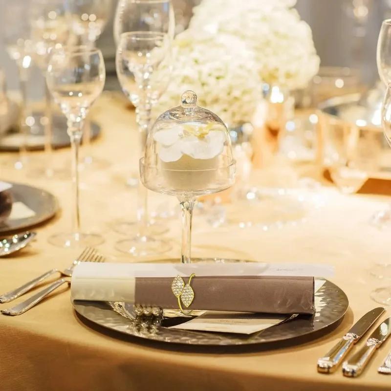 Hotel Buckles Wedding Napkin Ring Table Decoration Party Rhinestone Napkin Wedding Napkin Holder Rings Banquet Leaves Shape