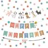 Dog Theme Happy Birthday Banner with Cute Dog Banner, Bday Party Pennant Decor, Dog Party Decorations First Birthday Party Supplies Puppy Birthday