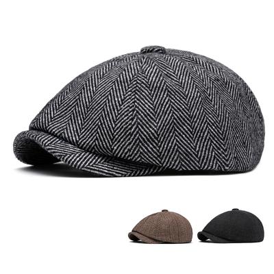 Gorra de Repartidor de Noticias Británica para Hombre Otoño Invierno Vintage Gorra Octogonal Boina