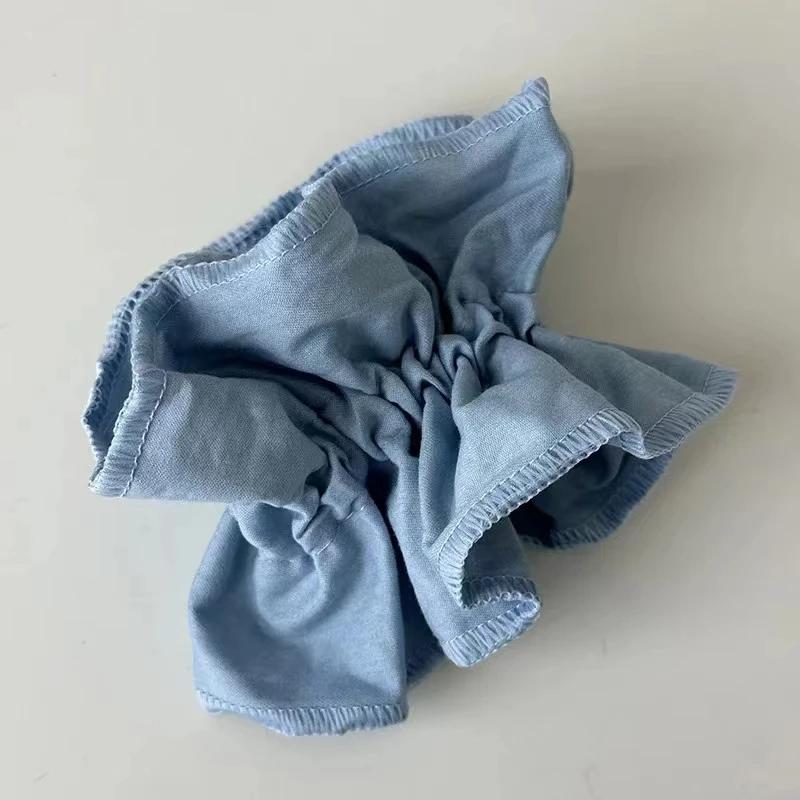 Denim Scrunchies Collections Large Size Hair Tie Simple Elastic Hair Band Women Hair Accessories Daily Headwear
