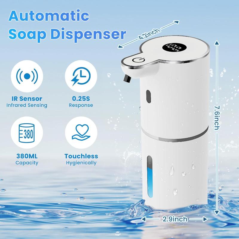 Automatic Soap Dispenser, Non-contact Liquid and Foam Soap Dispenser, USB Rechargeable, 6-level Adjustable Volume Control, 12.8oz/380m