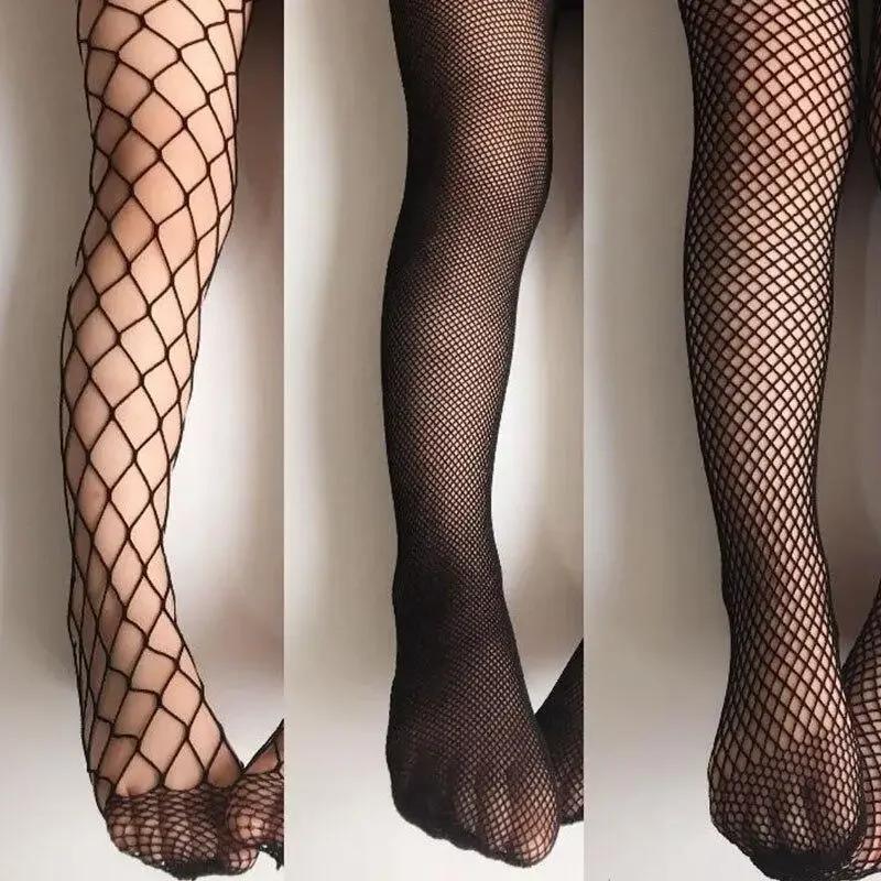Baby Girls Fishnet Tights Mesh Stockings Kids Girls Children Black White Net Grid Dancing Pantyhose with Jeans Tights