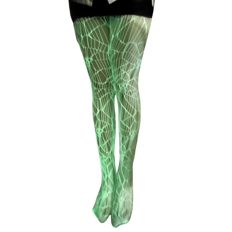 

Women Glow in Dark Halloween Fishnet Pantyhose Luminously Skull Flame Snake Pattern Mesh Tights Stockings Party Hosiery