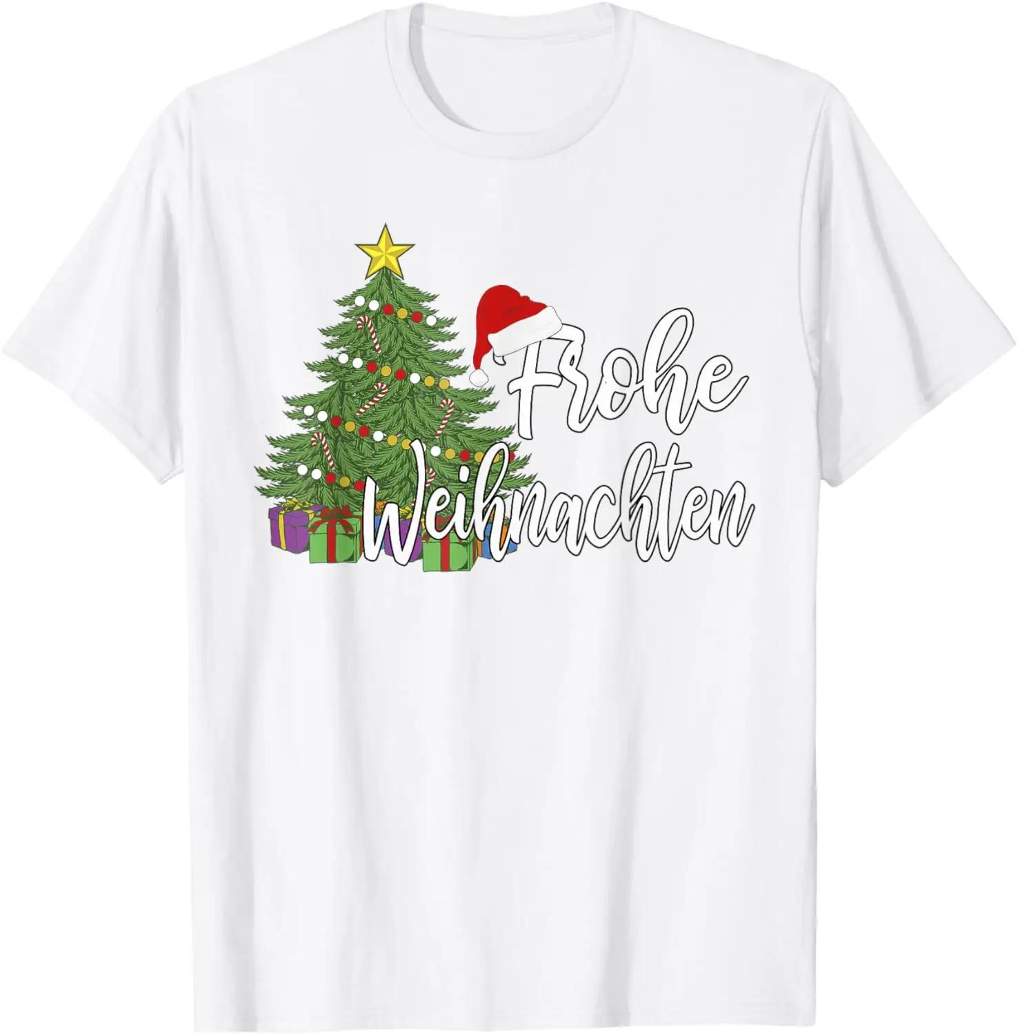 

Frohe Weihnachten Christmas Tree Gifts Graphic Tee Cotton Crew Neck Short Sleeve Unisex TShirt S