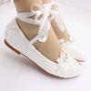 Scarpe da Sposa Bianca con Laccetti e Fiori Design Tacchi a Spillo con Perle Scarpe a Punta Tonda con Plateau Tacchi Alti Scarpe di Lusso per Ballo di Fine Anno Donna