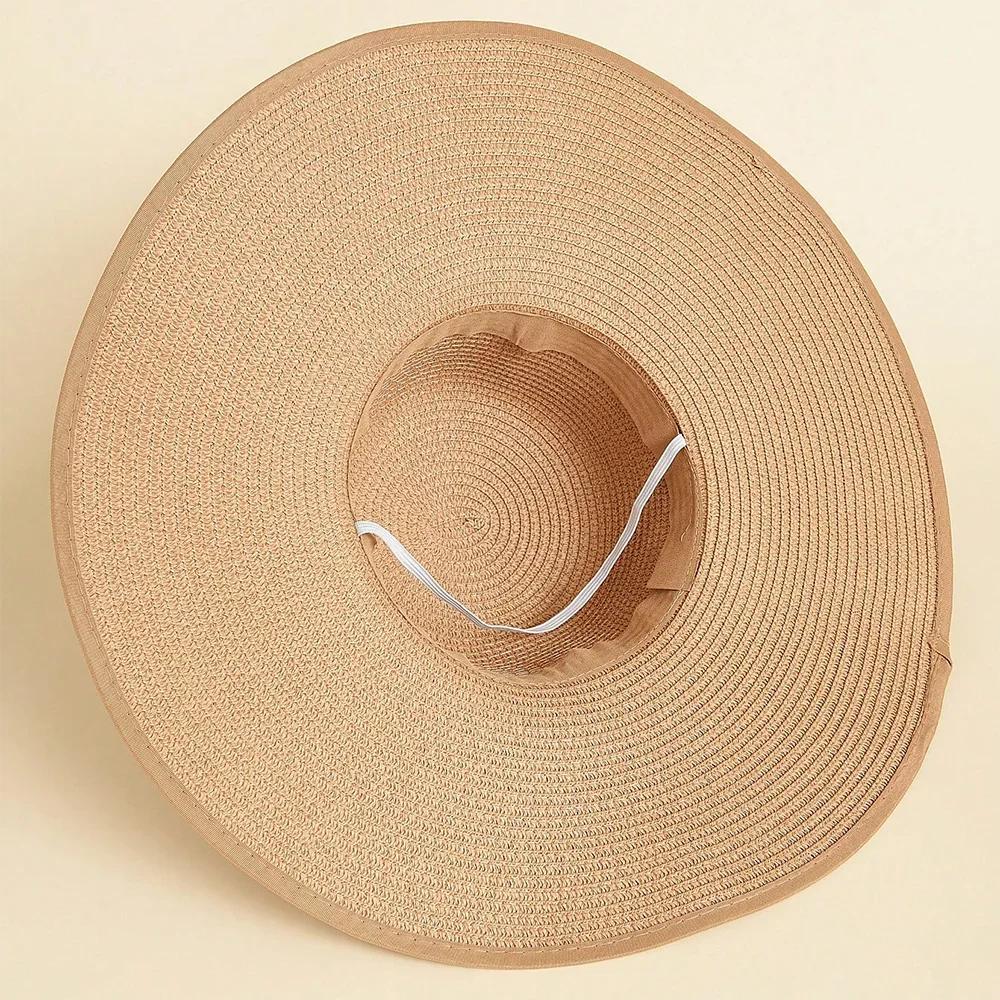 Women's Oversize Brim Straw Hat Women's Summer Sun Block Big Brim Hat Seaside Bow Beach Hat Suitable For Sun Protection