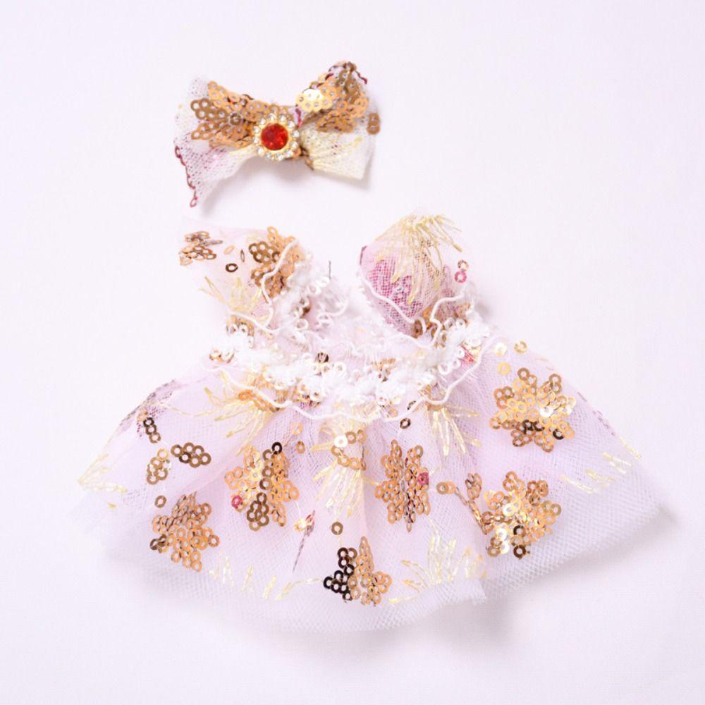 Sequined Dress Sitting Labubu Time Cloth Handmade 17cm Plush Dolls Clothes Children Gift