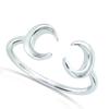 Bague ouverte argent 'Lune' argenté (rhodié) - lune 7x6 mm