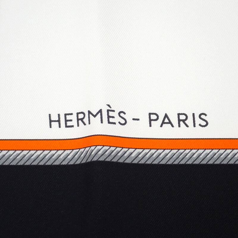HERMES   scarf black/white silk Women
