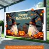 1 piece of 2D Flat background fabric, Halloween ghost and pumpkin lantern background fabric, multi-functional polyester