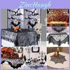Elegante Toalha de Mesa Preta de Renda para Halloween com Padrão de Teia de Aranha Para Decoração Festiva