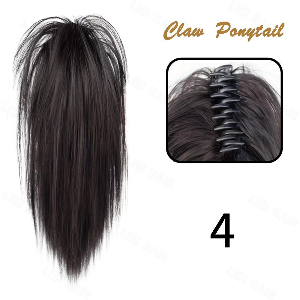 MISSQUEEN Synthetic Short Straight Claw Clip Ponytail Extension Natural Looking Hair For Elegant Women Daily Cosplay Use