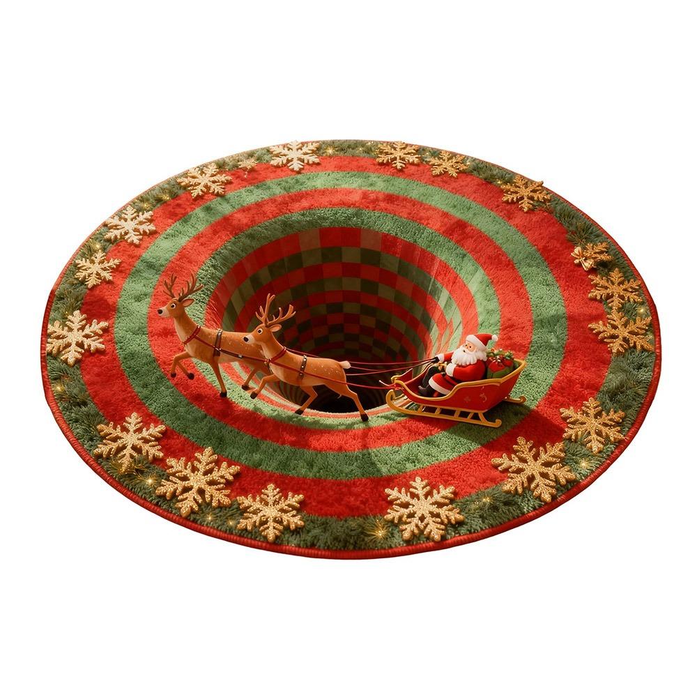 Imitation Cashmere Christmas Round Carpet 3D Special-shaped Santa Claus Floor Mat  Home Decor