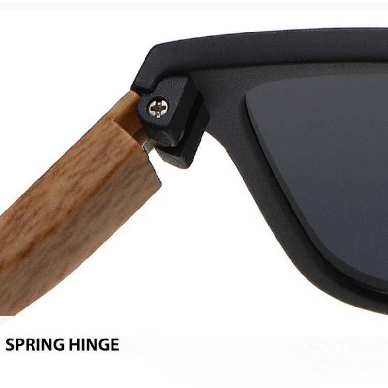 Retro Square Frame Sunglasses Bamboo And Wood Styles Trendy And Fashion Legs Outdoor Sun Protection And Uv Protection Glasses