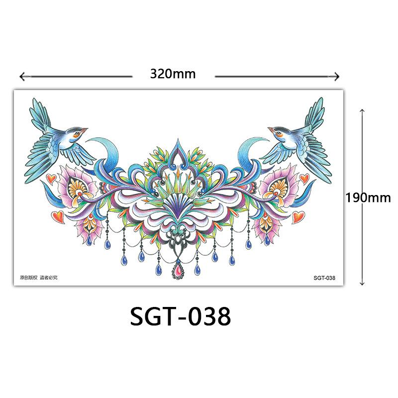Flower Chest Tattoo Sticker, Chest Tattoo Sticker, Color Half Nail Large Picture Tattoo Sticker