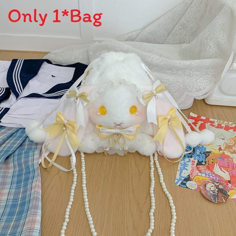 Drawstring Bow Tie Rabbit Shoulder Bag Backpack For Casual Outings Gift Cute