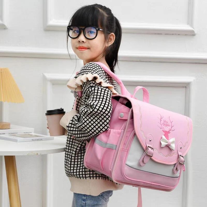 Children's New Contrasting Zipper Nylon Large Capacity Lightweight Breathable Multi-layer Waterproof Student Bag