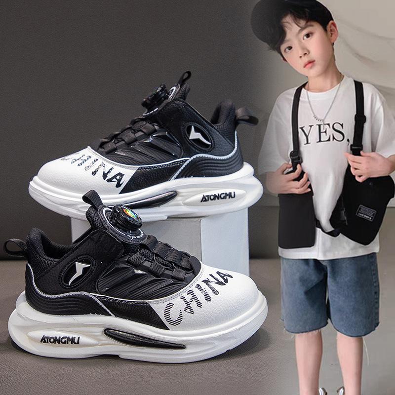 Children's sports shoes are fashionable and versatile, cool, personalized basketball shoes, rotating button shoes, design sense, high-value men's sole
