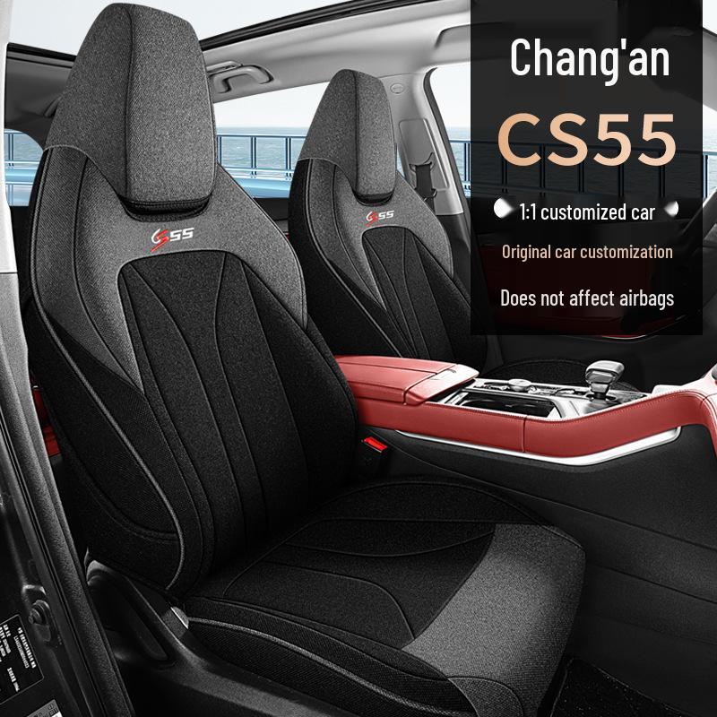 Breathable Fabric Car Seat Covers for Changan CS55/CS55PLUS, Fully Wrapped in Cotton and Linen.