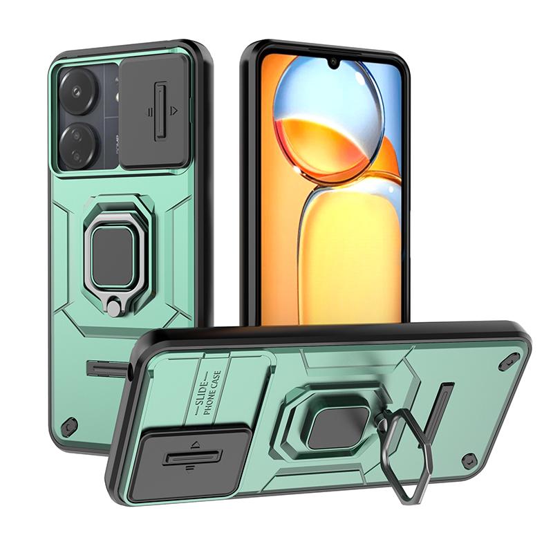 Slide Lens Cover Armor Shockproof Case For Xiaomi Redmi 13C 13 C C13 Redmi13c 4G Magnetic Holder Ring Protect Fundas Redmy 13c