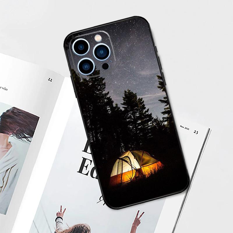 Camping Nature Mountain Case For iPhone 14 13 12 11 15 16 Pro Max Plus XS Max X XR 7 8 Plus 13 12 Mini Phone Cover
