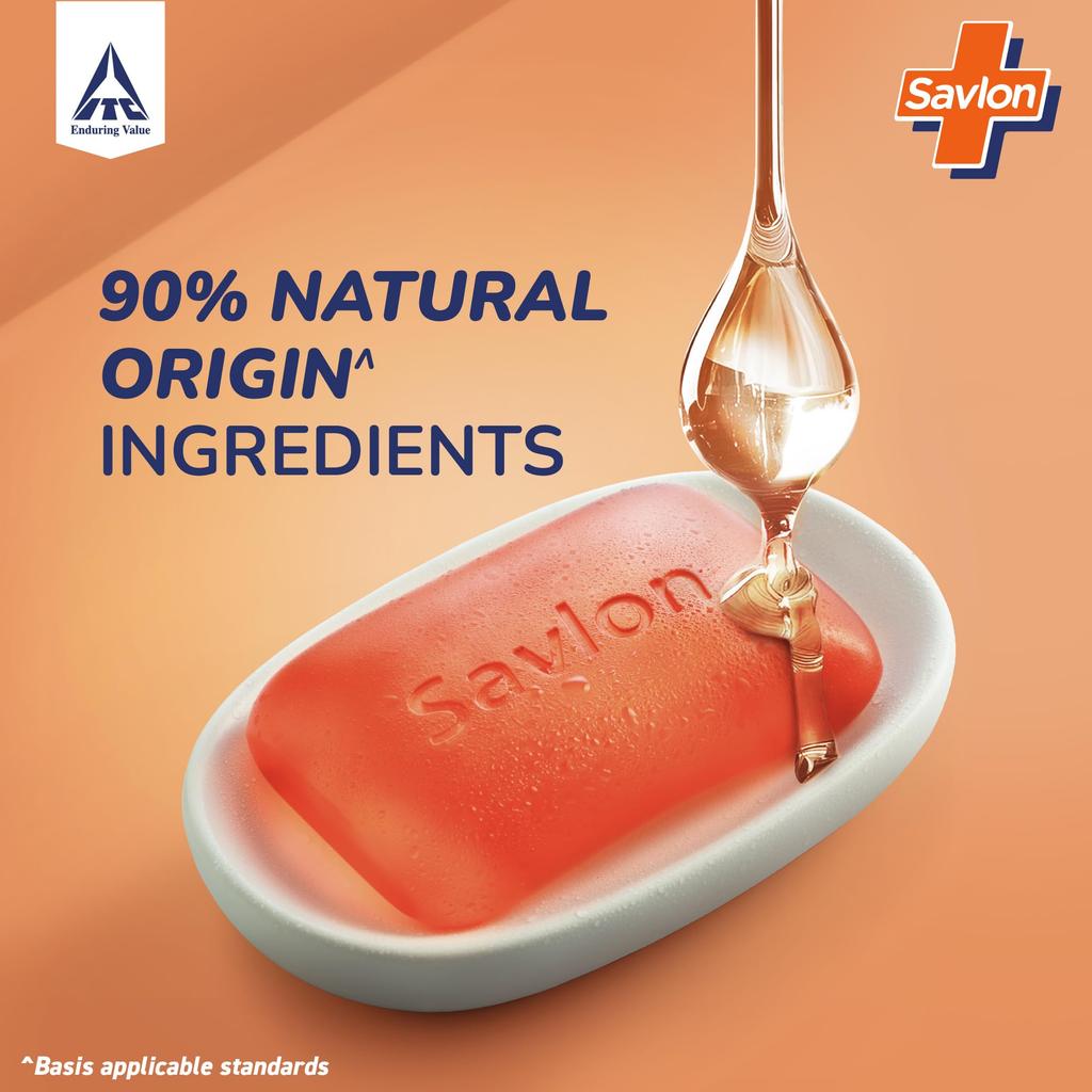 Savlon Moisturizing Glycerin soap bar with germ protection, Pack of 5-120g each
