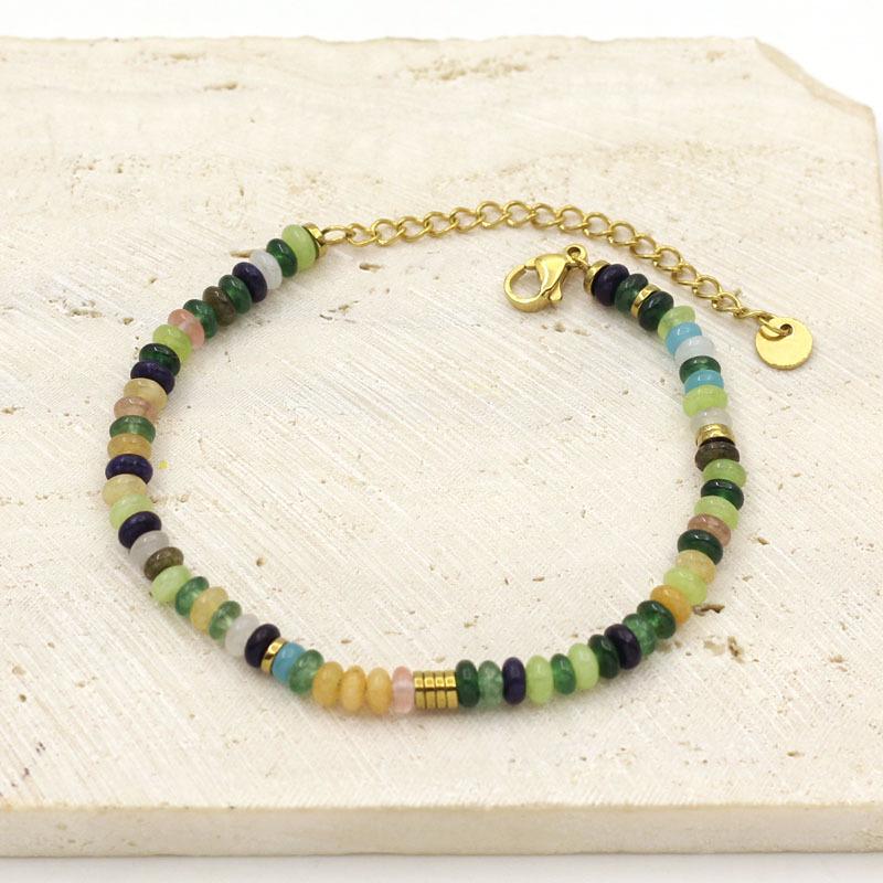 Handmade Beaded Natural Stone & Titanium Steel Bracelet with INS Style Design