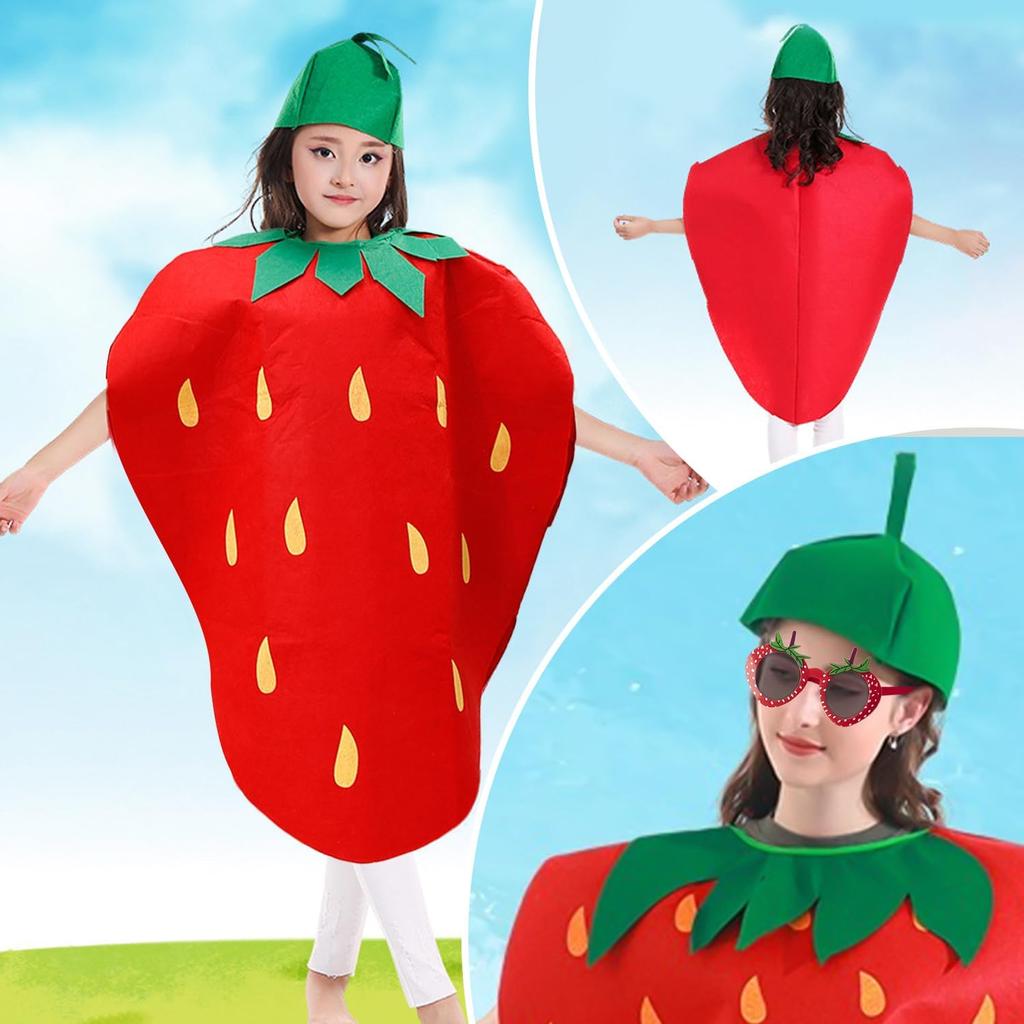 1 Set of Strawberry Costumes and 1 Pair of Glasses, Performance Costumes, Creative Fancy Dress Costumes, Role Play Accessories, Party Costumes