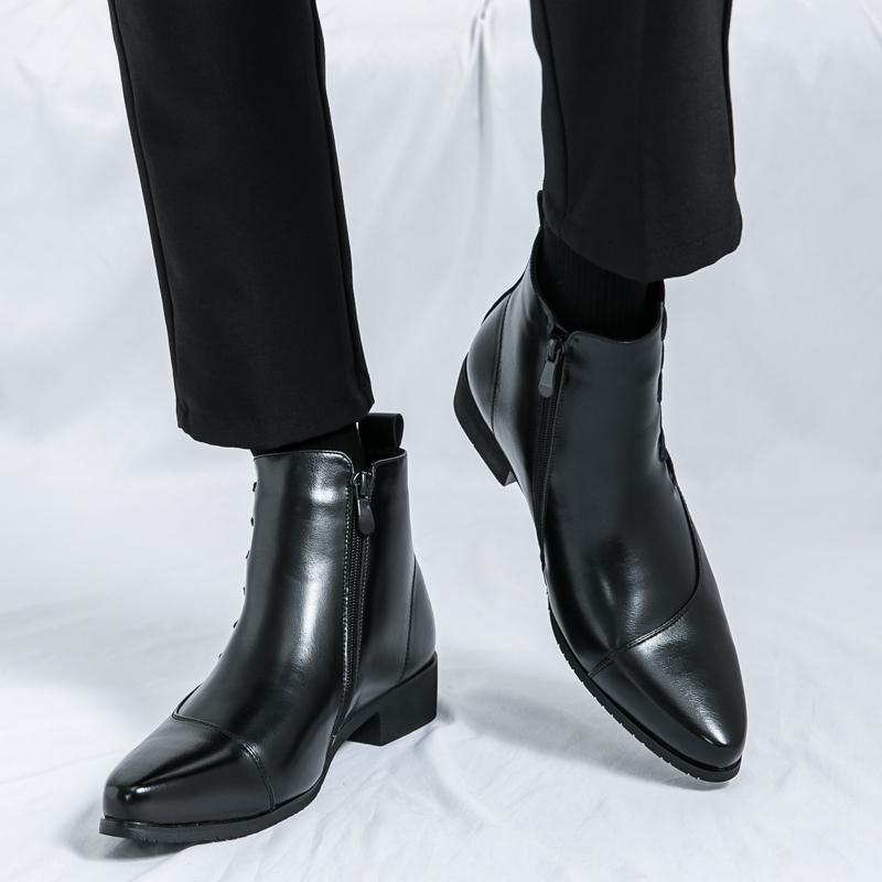 Knight Men's Boots designer casual style Outdoor Trendy Streets plus size Suit shoes Leisure Business Black versatile