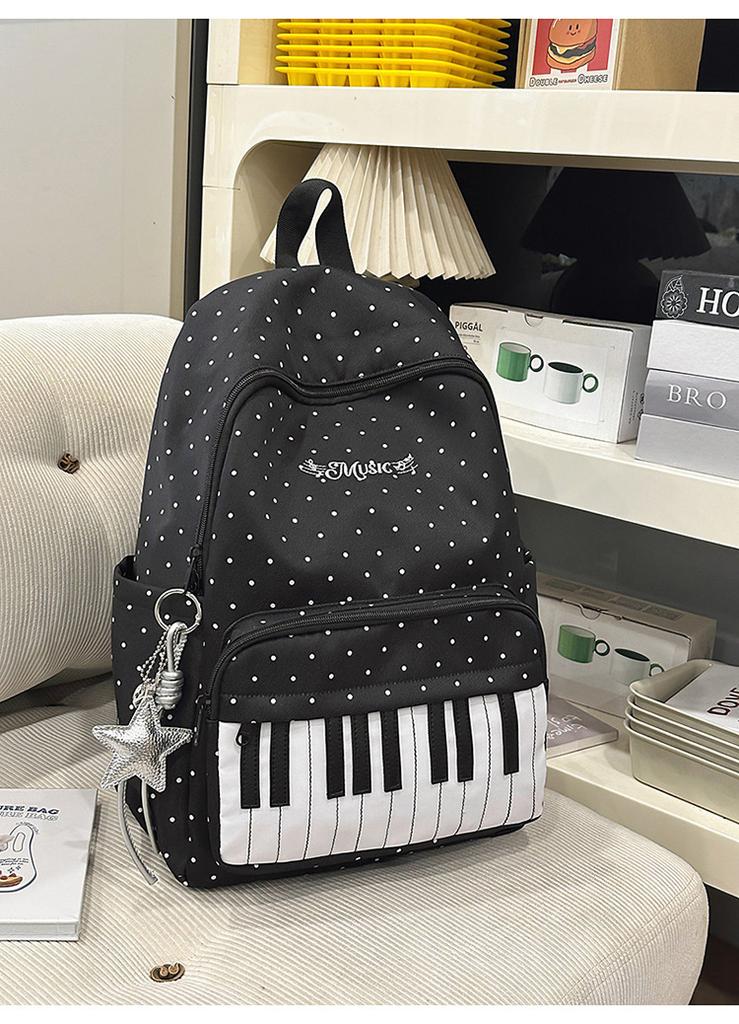 Schoolbag Japanese ins piano pattern schoolbag female junior high school student versatile cute college backpack travel backpack