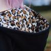 European American Plus Size Leopard Print Fleece-Lined Hooded Sweatshirt for Women, Winter Outerwear, Style 9101