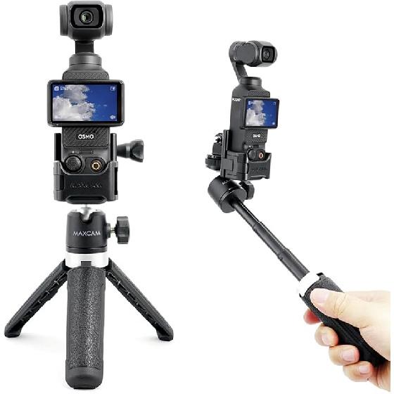 MAXCAM Mini Selfie Stick Tripod Stand Handle Grip Compatible with DJI Osmo Pocket 3 Mini Tripod