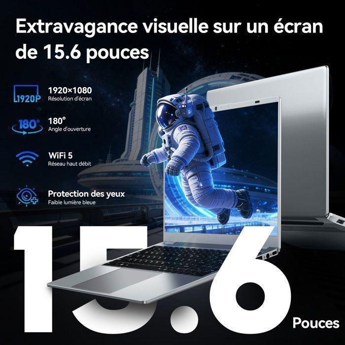 PC Portable 15,6" FHD - Intel Pentium Gold 6500Y (Jusqu'à 3,4 GHz) - RAM 16Go - SSD 512Go - Ecran IPS - Windows 11 Pro - Ordinateur