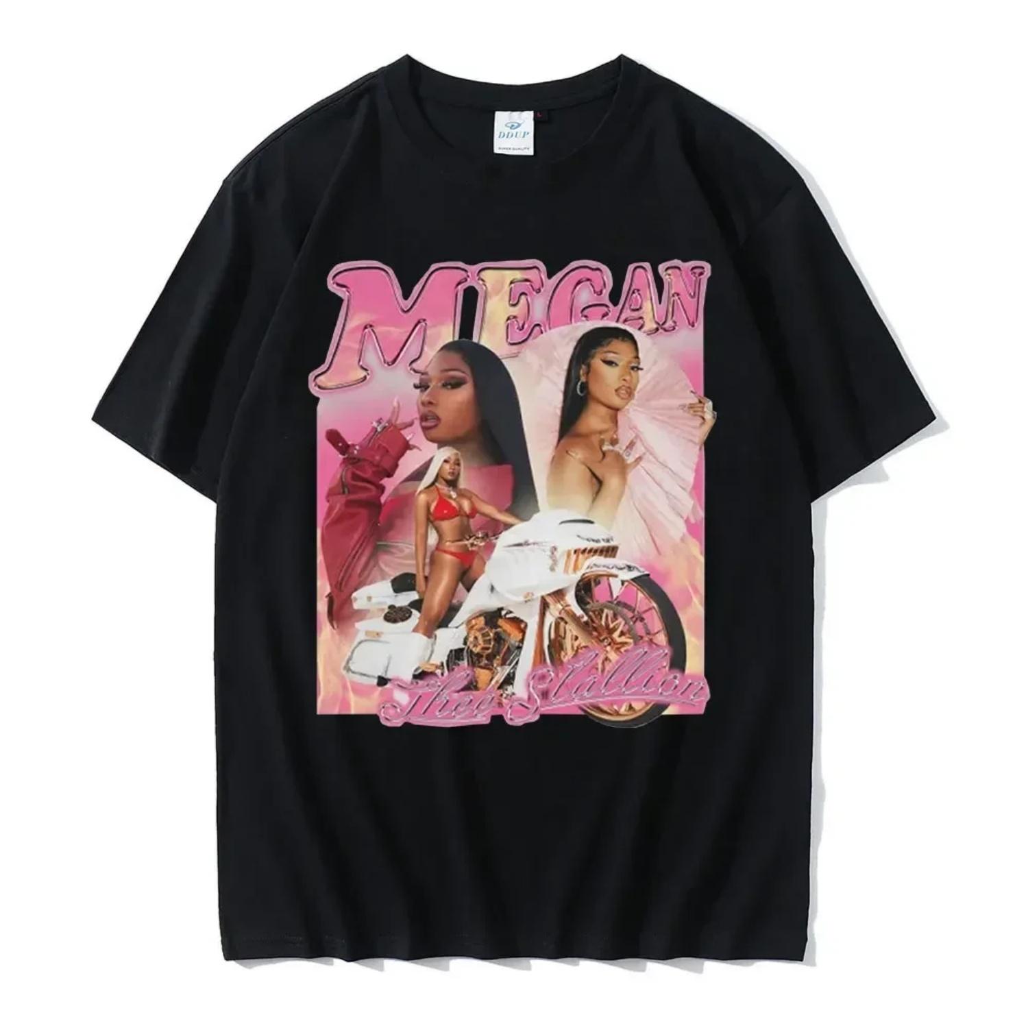

Рэпер Megan Thee Stallion футболка с графическим принтом для мужчин и женщин топ в стиле хип-хоп винтажная классическая трендовая футболка из 100% хлопка спортивная футболка S чёрный