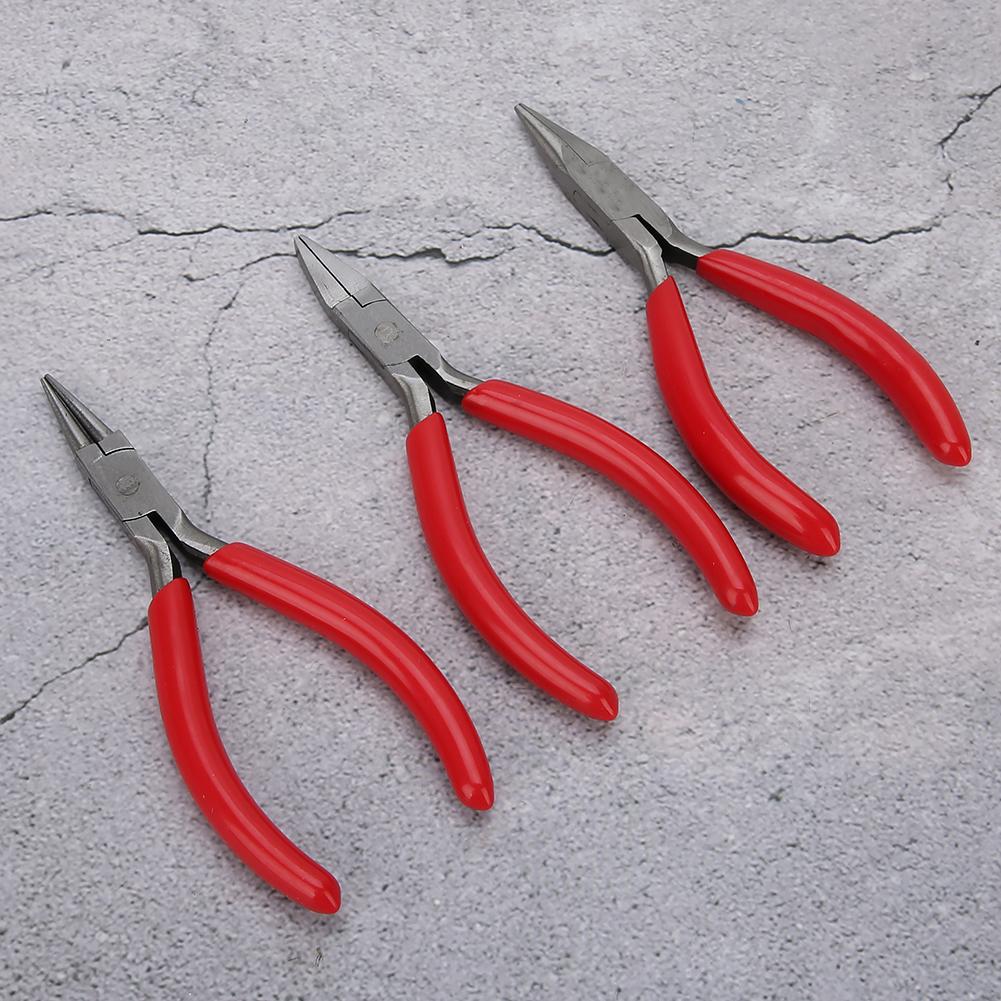 3pcs Mini Needle Nose Flat Round Pliers Wire Cutting Tool Jewelry Processing Pliers