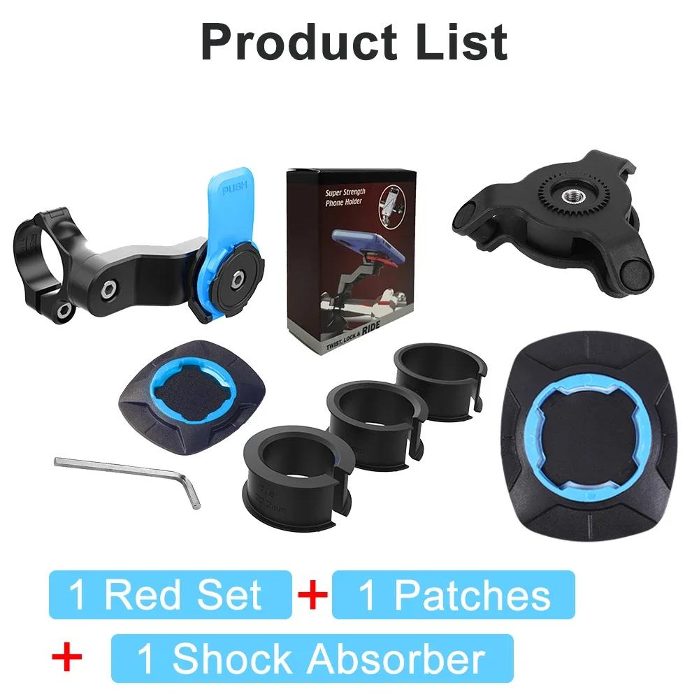 Držák telefonu na motocykl, kolo, protiskluzový, absorbující otřesy, stojan na telefon, otočný o 360°, protinárazové, bezpečnostní držáky na telefon na řídítka