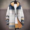 New Jacket: Multi-colored Pattern Elements, Zipper Hooded Cardigan, Thickened Winter Fleece Padded Clothes, Yellow Lining, Trendy Cotton Clothes