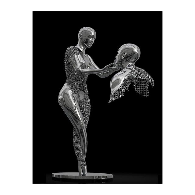 Metal Figure Statue Posters Print Modern Lovers Sculpture Canvas Painting Wall Art Wall Pictures for Room Home Decoration No Frame