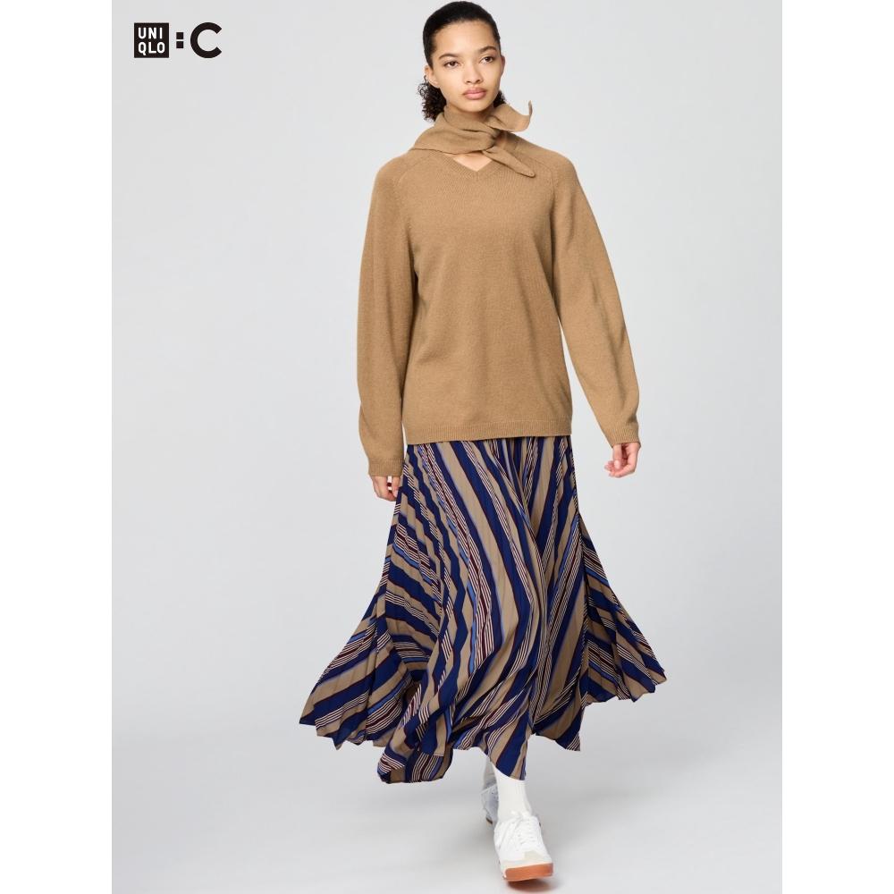 Uniqlo Pleated Long Skirt  Print 