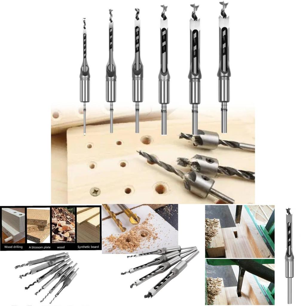 Premium 4-piece Square Hole Drill Set Durable Woodworking Mortise Bits