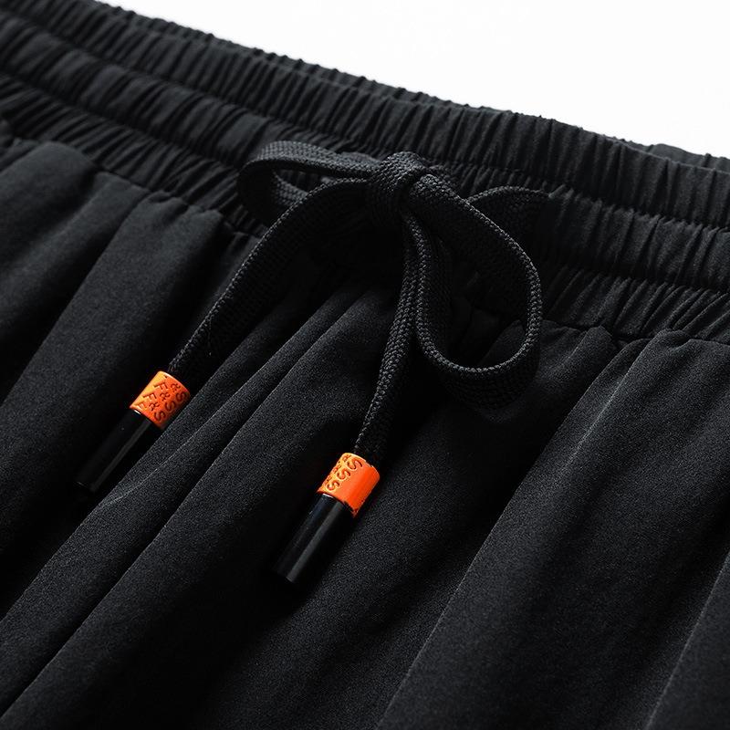Summer new ice silk casual pants men's loose and versatile tied feet large size - sweatpants