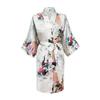 Pigiama Kimono da Donna in Stile Giapponese a Maniche Corte con Stampa Pavone Accappatoio Lungo da Notte da Donna in Seta Simulata