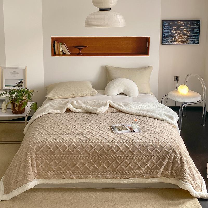 Simple Solid Color Blanket Home Thickened Leisure Blanket Office Nap Blanket Warm Soft and Skin Friendly Sofa Bed Blankets