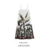 Kaslead New Arrival Women's Clothing Fashion Style Fashion Coconut Tree Print Vacation Style Sling Dress