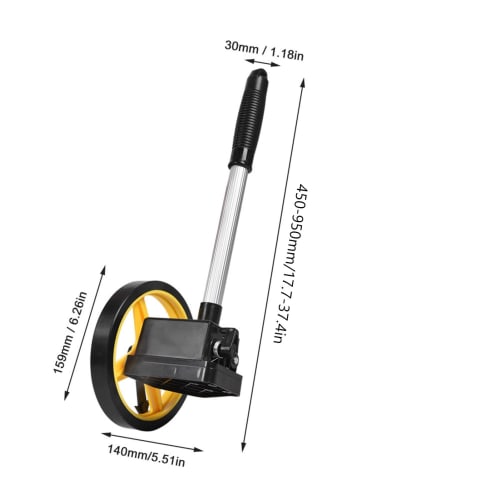 Portable Telescopic Distance Measuring Wheel with High-Precision Handle for Roads, Sidewalks, and Land Use, Measures Distances from 0-9999.9m (Small W